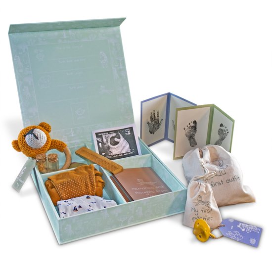 Luvion Baby Memory Box - Herinneringsdoos - Baby Geschenkset - Kraamcadeau - Babyshower – 23 delig Cadeau - Jongen - Meisje