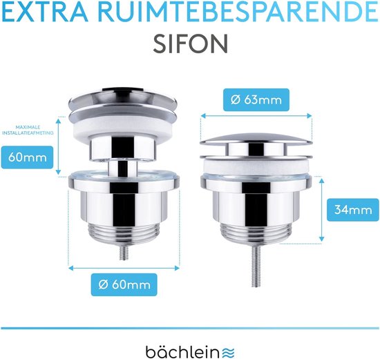 Bächlein Design Siphon Universal für Waschbecken [Matt Schwarz