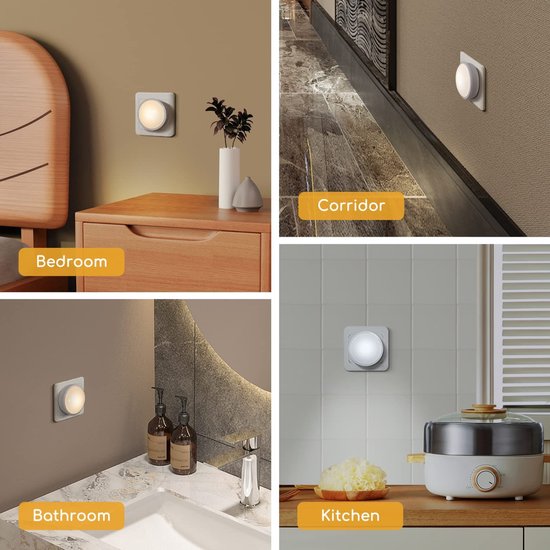 Aigostar 10BA4 - 2 Stuks LED Nachtlampje Stopcontact - Dimbare Nachtlampjes met Sensor - Nacht Lamp - Kinderen & Baby - 3000-6500K - Wit