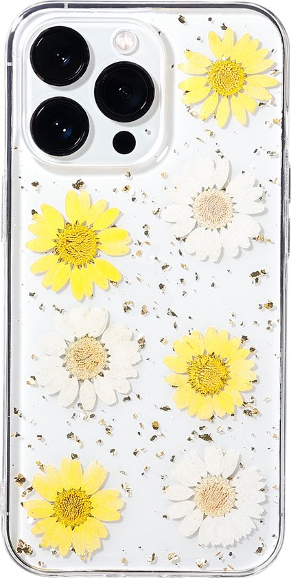 Casies hoesje geschikt voor Apple iPhone 14 met droogbloemen - gedroogde bloemen telefoonhoesje - Dried Flower Soft Case TPU