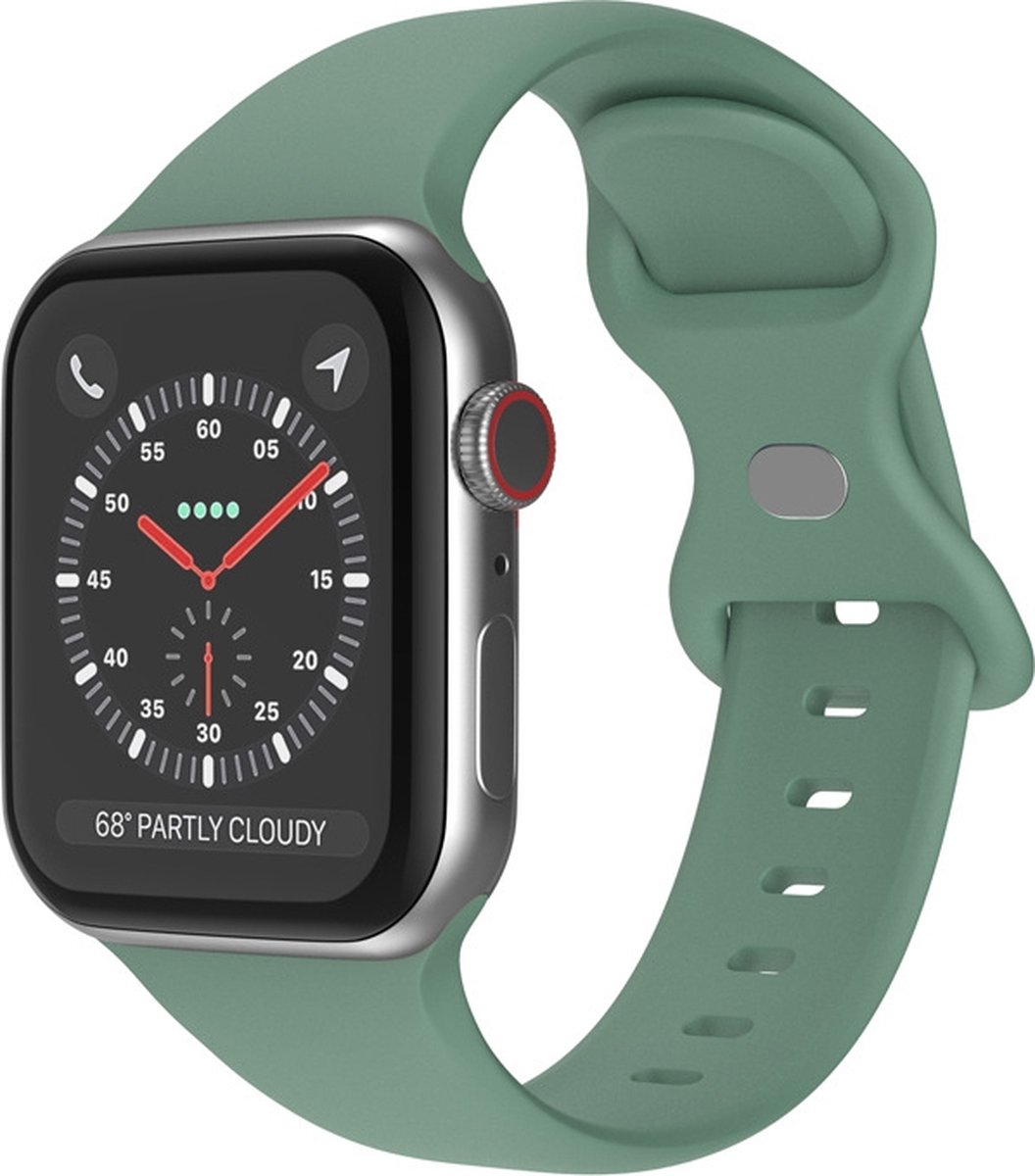 Geschikt voor Apple Watch Bandje 38/40/41mm - Siliconen Vlinder - Groen S/M