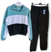 Dames sportpak set van broek en sweater- zijzakken - thuispak - training - rits - Maat 38/40