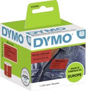 DYMO originele LabelWriter grote verzendlabels/naamkaarten | 54 mm x 101 mm | zwart op rood | Rol van 220 zelfklevende etiketten | Geschikt voor de LabelWriter labelprinters | Gemaakt in Europa