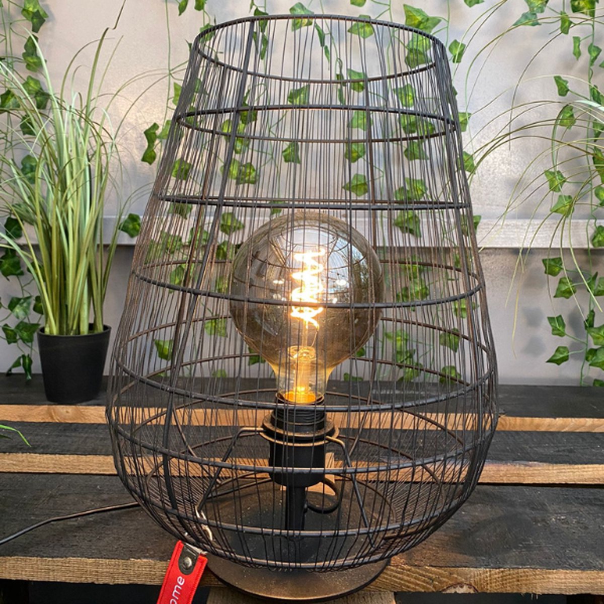 Retro Tafellamp - Anne Light & Home - Kunststof - E27 - Voor Binnen - Zwart