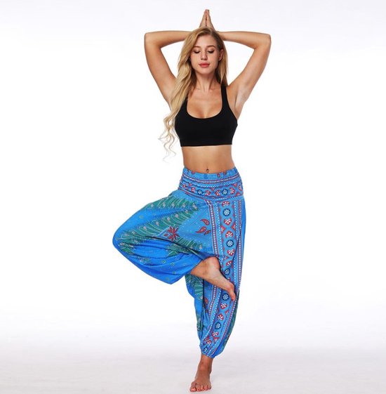 yoga pants loose women high waist Women Summer Loose Yoga Trousers Baggy Boho Jumpsuit Harem Pants gym Turquoise