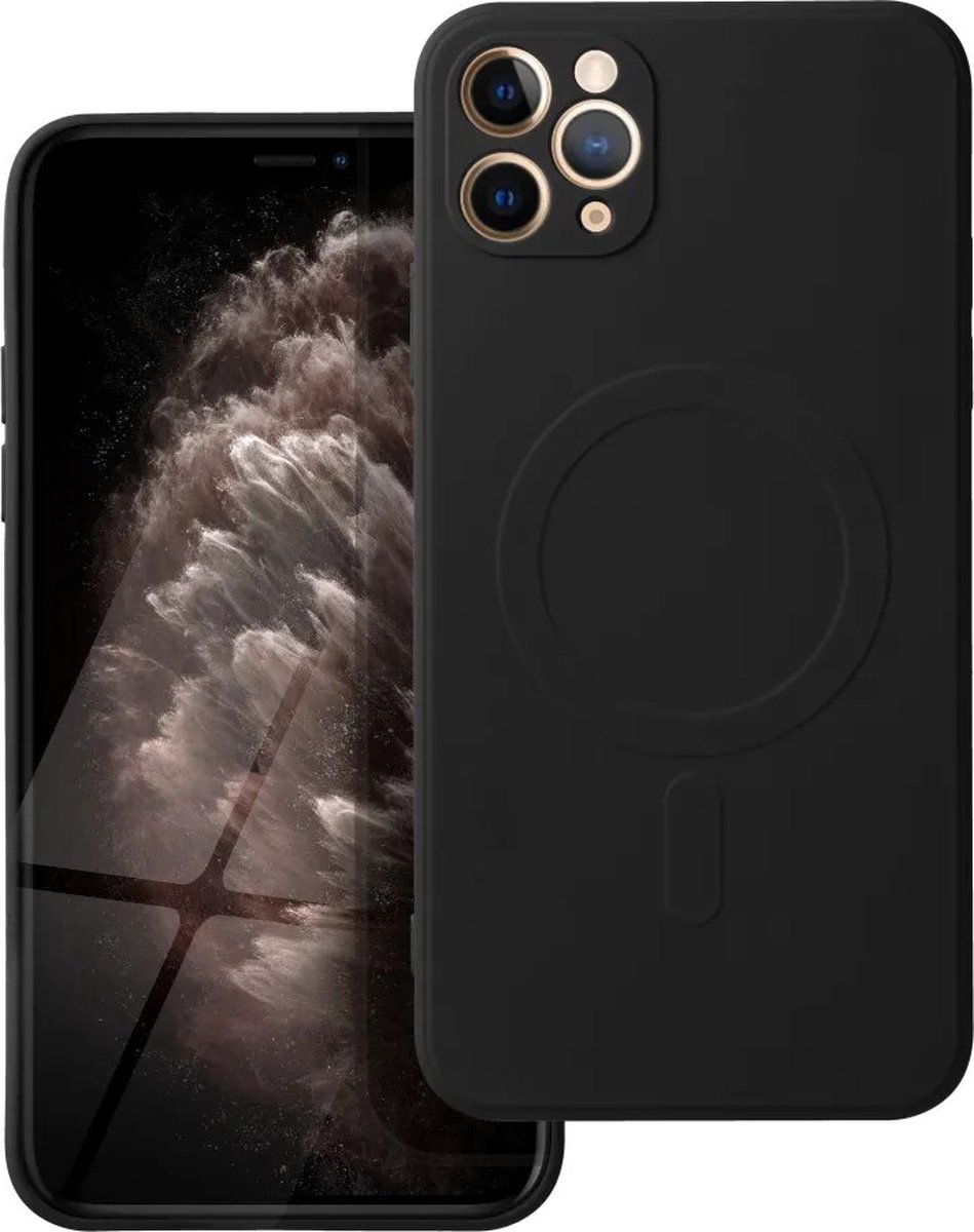 Siliconen Back Cover hoesje met MagSafe iPhone 11 Pro Max - Zwart