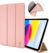 Hoesje geschikt voor iPad 2022 10.9 - 10e Generatie - Trifold Smart Cover Book Case Leer Tablet Roségoud