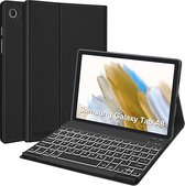 Case2go - Étui pour clavier pour tablette compatible avec Samsung Galaxy Tab A8 (2021) 10,5 pouces - Clavier Bluetooth avec Siècle des Lumières RVB - Zwart