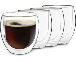DUOS® Jumbo Latte Macchiato Glazenset 4x310ml, Dubbelwandige glazen Latte Macchiato, Theeglazen, Cappuccino glazen, IJskoffie glazen, Thermoglazen dubbelwandig, Espressokopjes