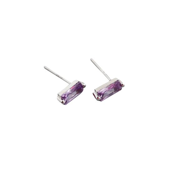 YOLA Stud Oorbellen | Purple/Silver | 7,8 x 3 mm | 925 Silver