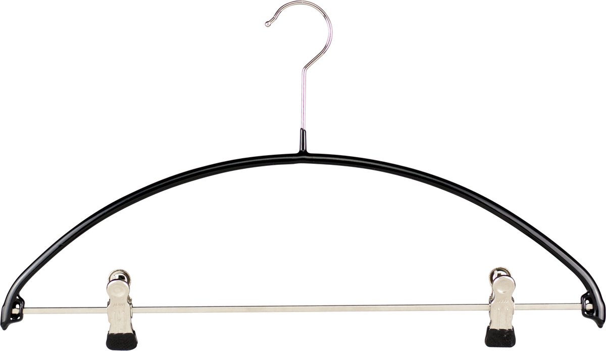 TopHangers [Set van 5] - Zwarte metalen antislip hangers met stevige zwarte antislip knijpers 'MAWA 40PK'