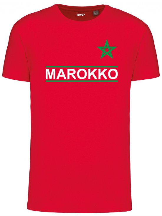 T-shirt kinderen Marokko | Rood Marokko Shirt | WK 2022 Voetbal | Marokko Supporter | Rood | maat 140