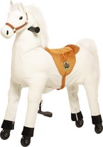 Animal Riding Paard Snowy Wit  Medium / Large - Rijdend paardenspeelgoed - Paardenspeelgoed - Zadelhoogte 67 CM- Verstelbaar pedaal 3 standen - Afneembaar zadel