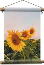 WallClassics - Affiche textile - Tournesols dans le champ - 30x40 cm Photo sur textile