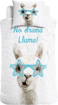 Little Monster Kinderdekbedovertrek - No Drama Llama - 140x200/220 + 1 kussenslopen 60x70 - Wit - Eenpersoons