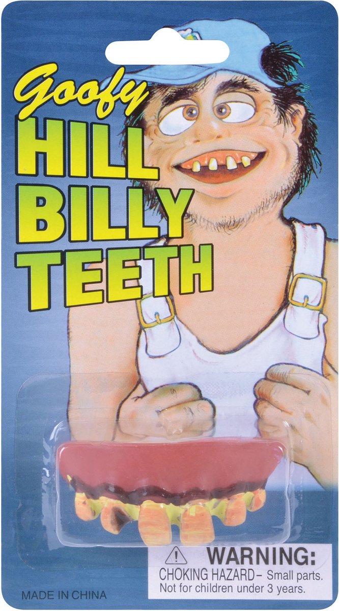 Slechte tanden nep gebitje fopartikelen - Hill Billy slechte tandjes - volwassenen - neptanden