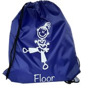 Sac de judo - sac à dos - bleu - avec image et naam - 36 cm x 41 cm