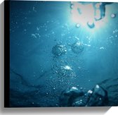 WallClassics - Canvas  - Luchtbellen onder Water - 40x40 cm Foto op Canvas Schilderij (Wanddecoratie op Canvas)