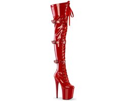 Pleaser - FLAMINGO3028 Plateau Overknee Laarzen - US 10 - 40 Shoes - Rood