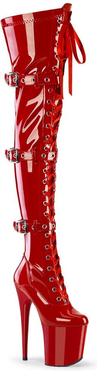 Pleaser - FLAMINGO3028 Plateau Overknee Laarzen - US 10 - 40 Shoes - Rood