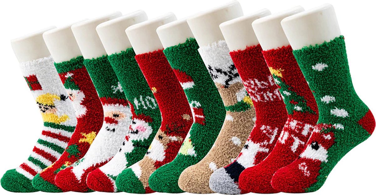 Kerst sokken - 3 paar - dames - fluffy - warm - marry christmas - 36-40