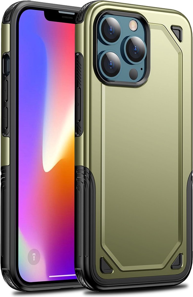 Peachy Pro Armor TPU met stevig hoesje geschikt voor iPhone 13 mini - groen