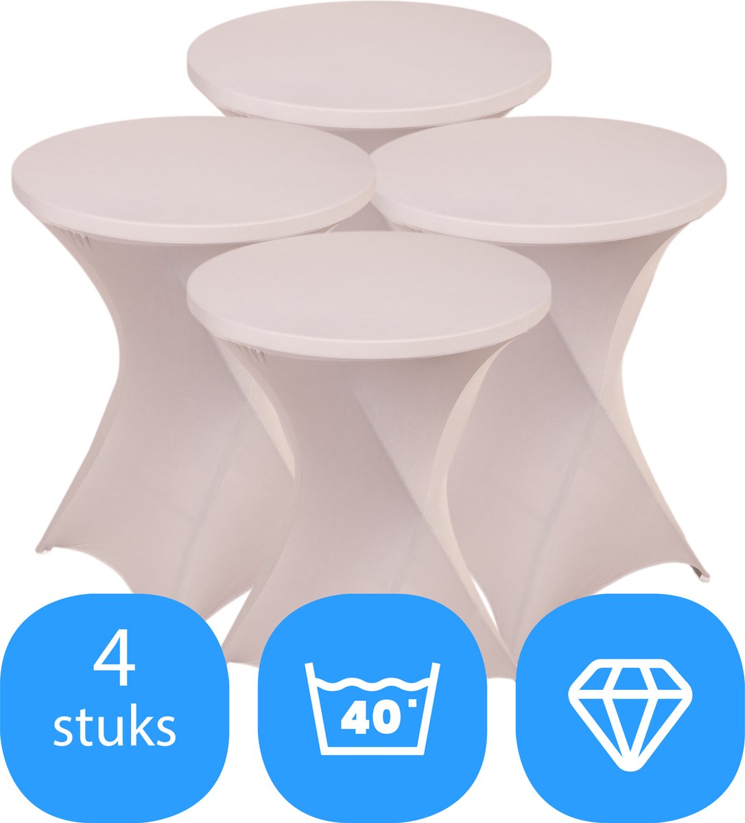 Statafelrok Licht Grijs x 4 – ∅80-85 x 110 cm – Stretch 4 stuks – Tafelrok voor Statafel – Geschikt voor Horeca Evenementen | Sta Tafel Hoes | Staantafelhoes | Cocktailparty | Trouwerij