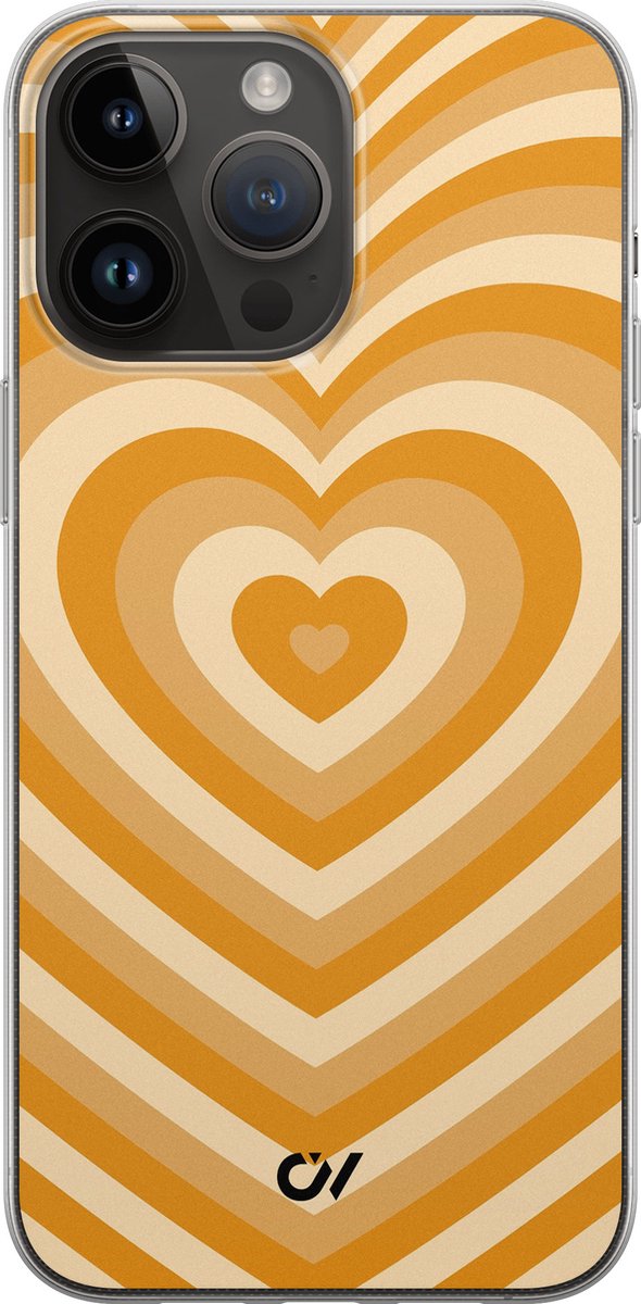 iPhone 14 Pro Max hoesje siliconen - Retro Hart Geel - Print / Illustratie - Geel - Apple Soft Case Telefoonhoesje - TPU Back Cover - Casevibes