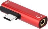 Xtabarya 2 In 1 Usb Type C Converter Naar 3.5mm Aux Jack Adapter Usb C Opladen Uitbreiding Oortelefoon Adapter - rood