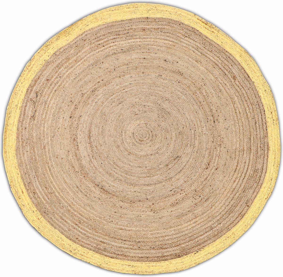 Vloerkleed Rond 150cm Jute - Naturel/Geel - Kleed Jaipur Klassiek - Giga Living