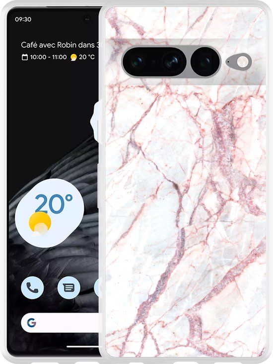 Foto: Hoesje geschikt voor google pixel 7 pro white pink marble