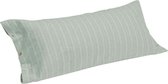 Yumeko kussensloop velvet flanel groen/wit stripe 40x80 - Biologisch & ecologisch - 1 stuk