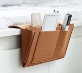 Organisateur de canapé - Organisateur de lit noir - Poche de chevet - Magazines de Ranger - Feutre - Table de chevet - 27 x 21 x 10 cm (Klein) - Marron