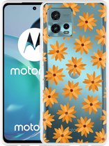 Motorola Moto G72 Hoesje Oranje Bloemen - Designed by Cazy