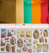 Joy!Crafts Kerstpakket Spiegelkarton 5x2 kleuren - 3 verschillende 3D metallic stickervellen - Hobbypapier om Kerst kaarten te maken, voor home deco, scrapbooking en vele andere / Kerstkarton