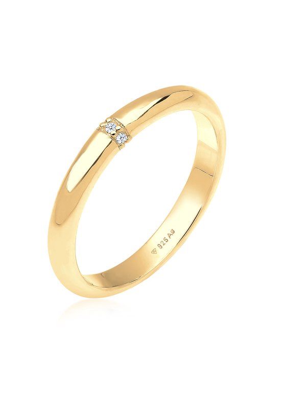 Ring Elli PREMIUM Ring pour femme avec Diamant (0,045 ct) Délicat en Argent sterling 925 plaqué or rose