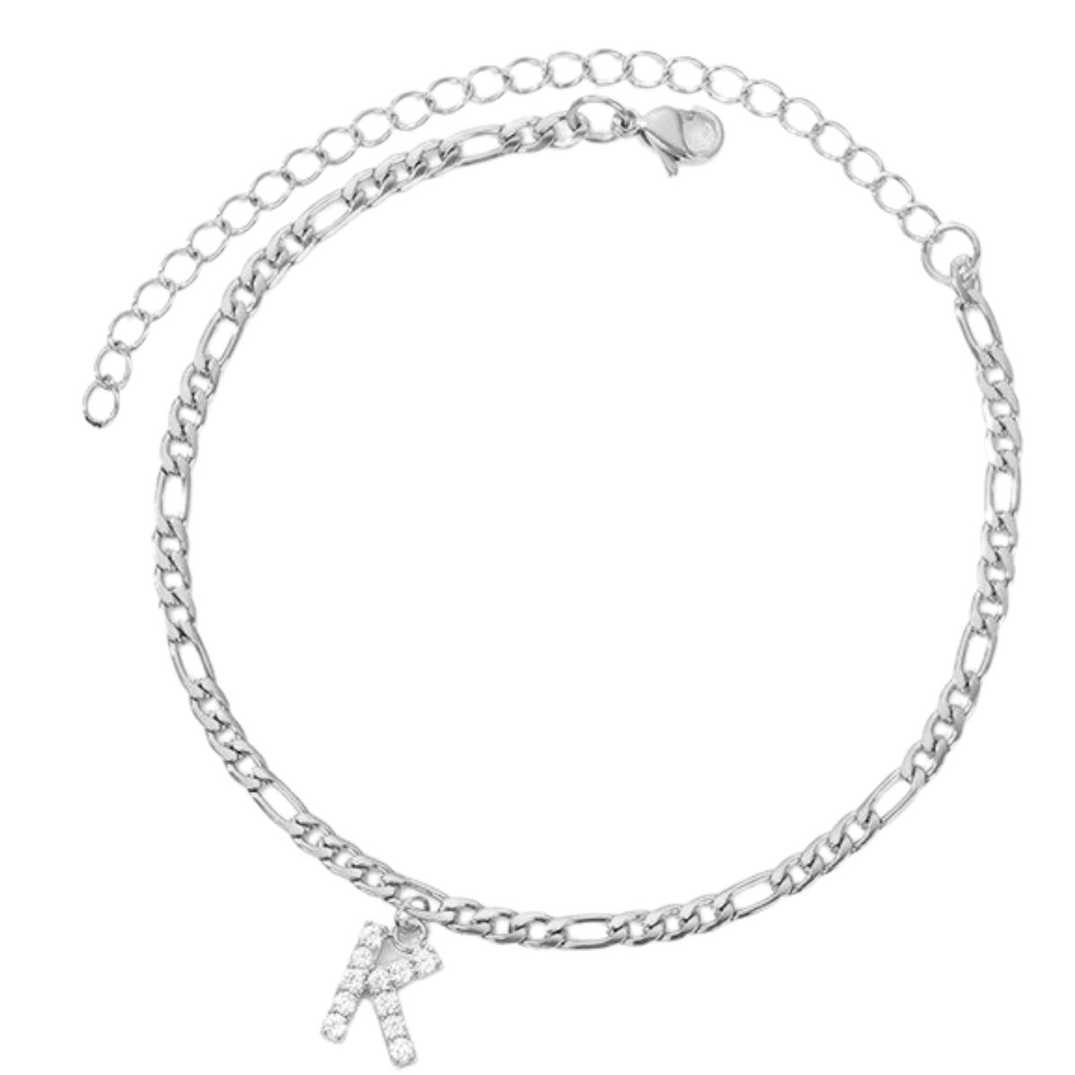 Enkelbandje - Enkelbandjes Dames - Enkelbandje Zilver - Initials - Zilverkleurig - Letter K