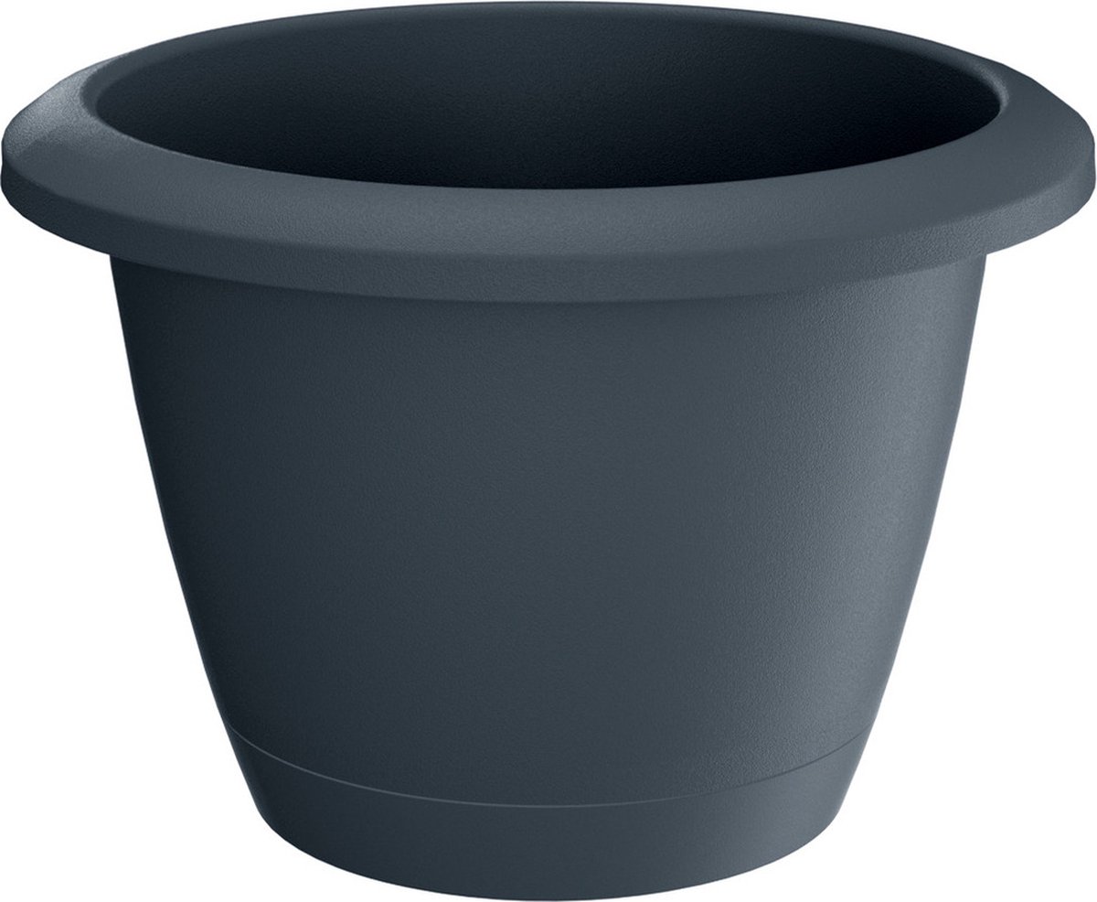 1x Stuks kunststof Respana bloempotten/plantenpotten antraciet 24 cm inclusief onderzetter - Woon/tuindecoratie