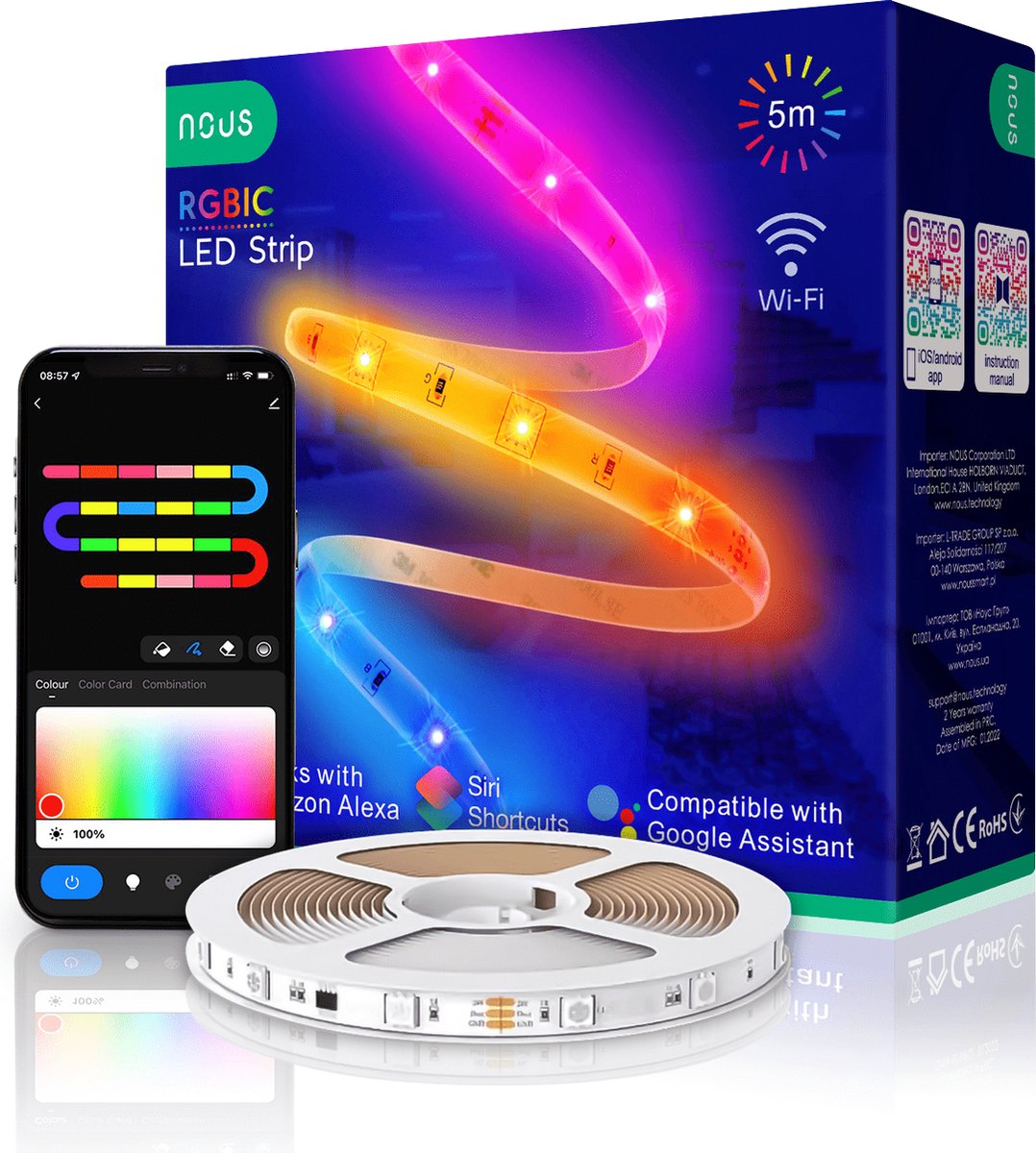 Smart RGBIC WIFI LED Strip NOUS  F5