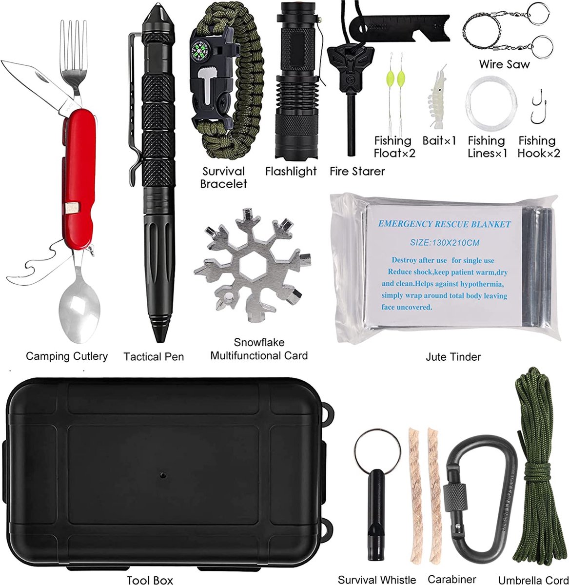 Kit De Survie 24-en-1 Eznaobo – Calendrier De L'Avent 2024, Outils Essentiels Pour Camping, Rando, Pêche, Chasse