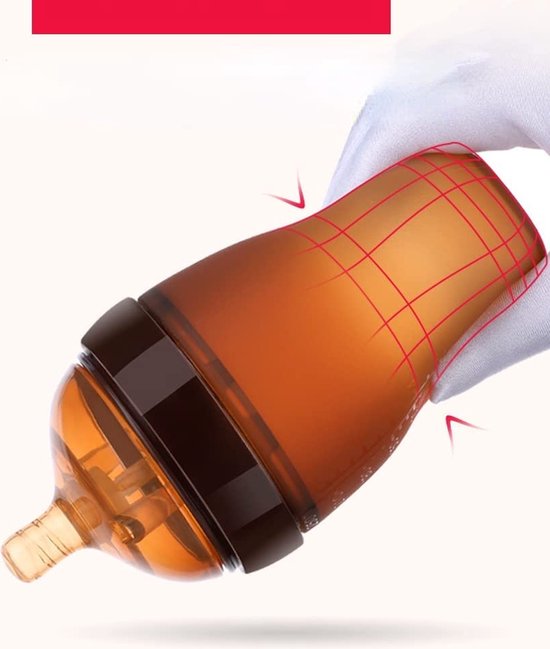 Zuigfles Siliconen Babyfles met Handvaten - Voedingsfles Melkfles voor Baby Drinkbeker - 240ml Bruin van Little Dutch — afbeelding 5