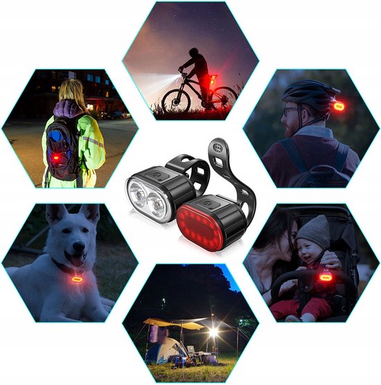 Oplaadbare Fietsverlichting KIT - Waterdicht - Voor- en achterlicht - Multifunctioneel — afbeelding 5