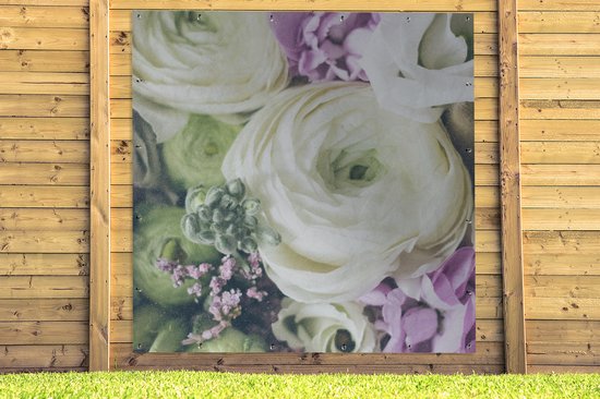 Poster Jardin Fleurs - Roses - Nature - 200x200 cm - Toile jardin - Poster extérieur