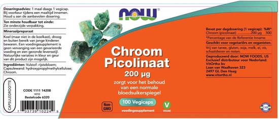 Now Foods - Chroom Picolinaat - 100 Vegicaps - Now Foods