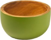 Deux bols vert olive 11,5 cm en bois d'acacia - commerce équitable produit par Kinta
