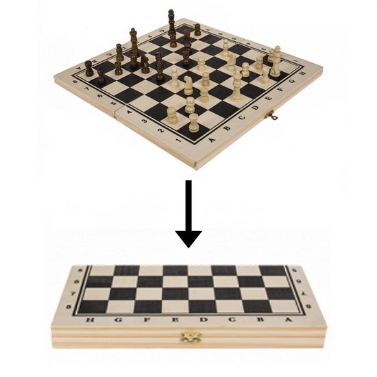 Afbeelding van het spel Borvat® | Houten Schaakbord met Schaakstukken | Luxe Schaakspel Hout | 21x21cm |
