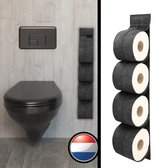 Porte-rouleau de rechange - Porte-rouleau de papier toilette - SANS PERÇAGE - Tenture - Mur - Zwart - Sans brosse de toilette - 4x papier toilette suspendu