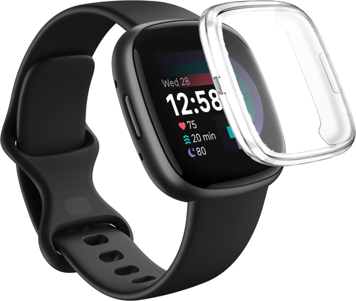 Hoesje & Screenprotector geschikt voor Fibit Versa 4 - 360 Volledige Bescherming