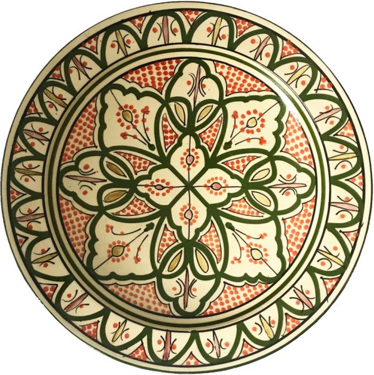 Handgemaakte Marokkaanse schaal 35 cm met bloemenpatronen