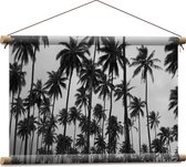 WallClassics - Textielposter - Heel Veel Palmbomen Zwart / Wit - 60x40 cm Foto op Textiel